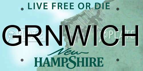 GRNWICH New Hampshire License Plate