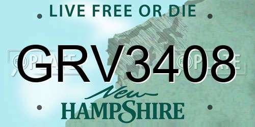GRV3408 New Hampshire License Plate