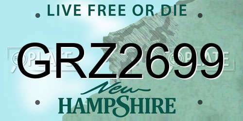 GRZ2699 New Hampshire License Plate