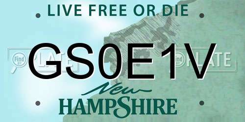 GS0E1V New Hampshire License Plate