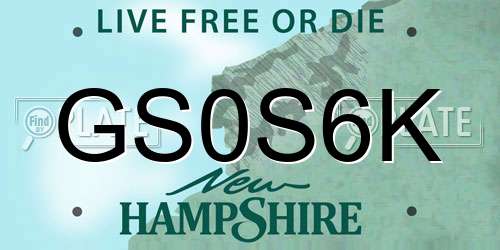 GS0S6K New Hampshire License Plate