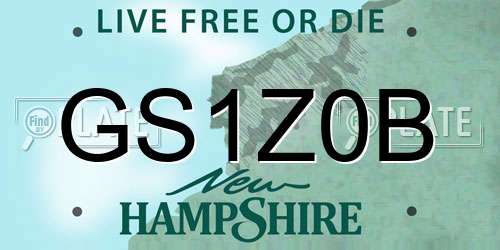 GS1Z0B New Hampshire License Plate