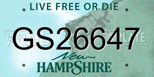 GS26647 New Hampshire License Plate