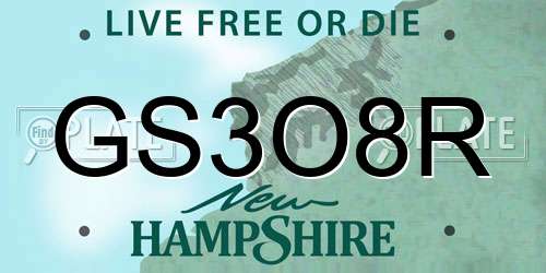 GS3O8R New Hampshire License Plate