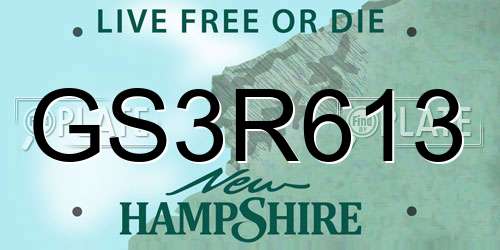 GS3R613 New Hampshire License Plate
