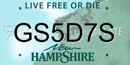 GS5D7S New Hampshire License Plate