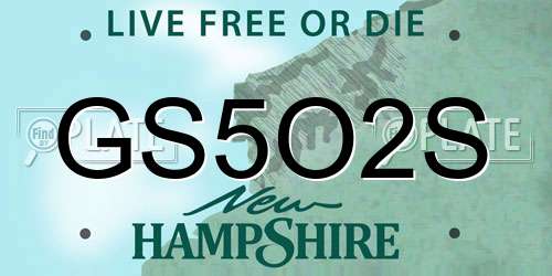 GS5O2S New Hampshire License Plate