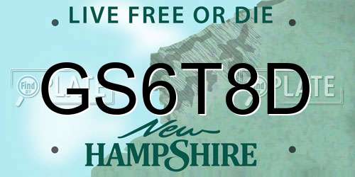 GS6T8D New Hampshire License Plate