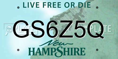 GS6Z5Q New Hampshire License Plate