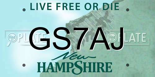 GS7AJ New Hampshire License Plate
