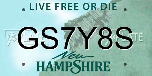 GS7Y8S New Hampshire License Plate