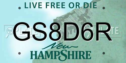 GS8D6R New Hampshire License Plate