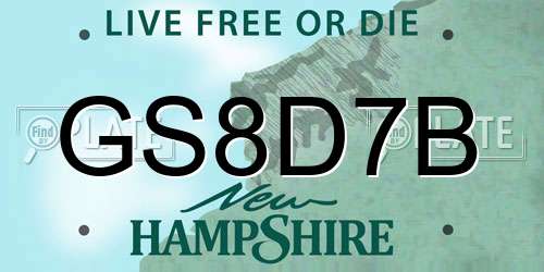 GS8D7B New Hampshire License Plate