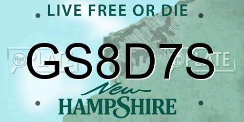 GS8D7S New Hampshire License Plate