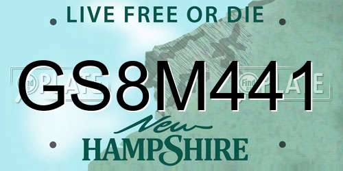 GS8M441 New Hampshire License Plate