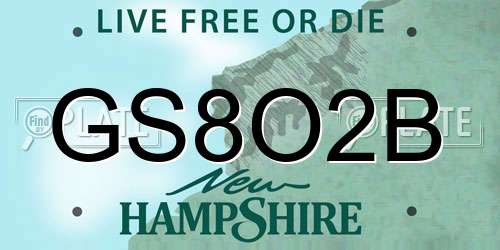 GS8O2B New Hampshire License Plate