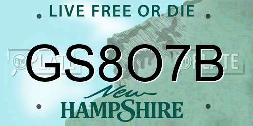 GS8O7B New Hampshire License Plate