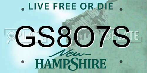 GS8O7S New Hampshire License Plate