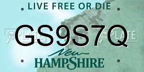 GS9S7Q New Hampshire License Plate