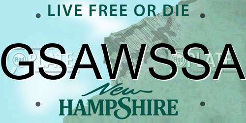 GSAWSSA New Hampshire License Plate