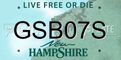 GSB07S New Hampshire License Plate