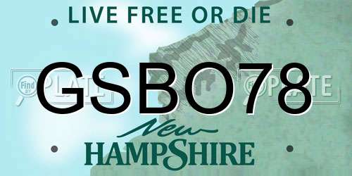 GSBO78 New Hampshire License Plate