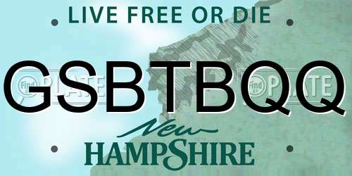 GSBTBQQ New Hampshire License Plate