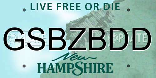 GSBZBDD New Hampshire License Plate