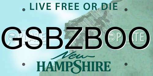 GSBZBOO New Hampshire License Plate