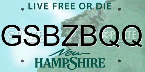 GSBZBQQ New Hampshire License Plate