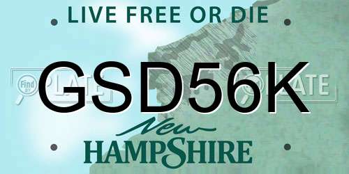 GSD56K New Hampshire License Plate
