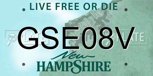 GSE08V New Hampshire License Plate