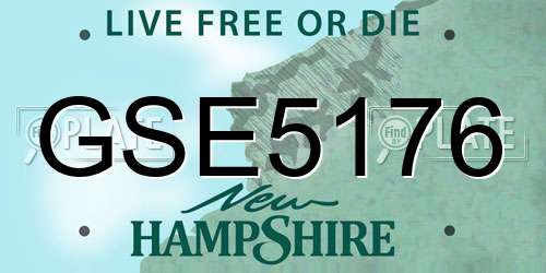 GSE5176 New Hampshire License Plate