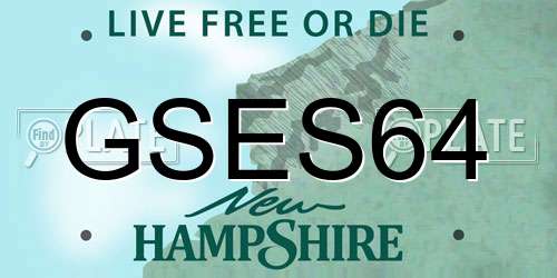 GSES64 New Hampshire License Plate