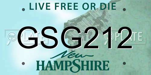 GSG212 New Hampshire License Plate