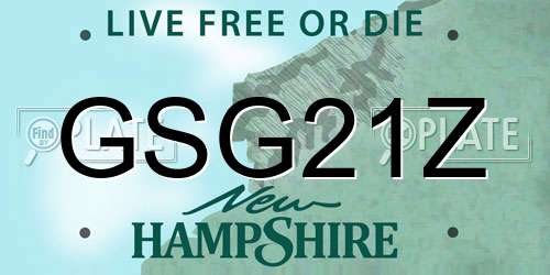 GSG21Z New Hampshire License Plate