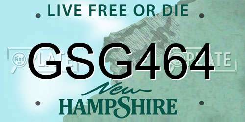 GSG464 New Hampshire License Plate