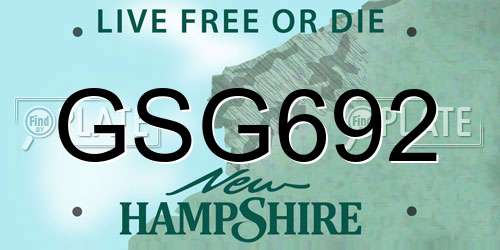 GSG692 New Hampshire License Plate