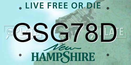 GSG78D New Hampshire License Plate