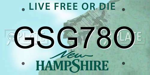 GSG78O New Hampshire License Plate