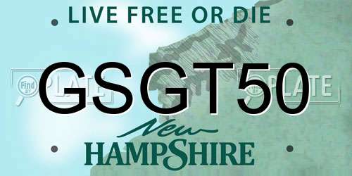 GSGT50 New Hampshire License Plate
