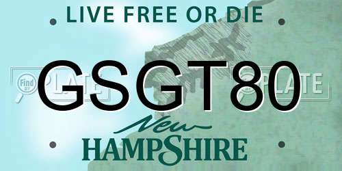 GSGT80 New Hampshire License Plate