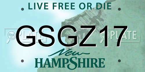 GSGZ17 New Hampshire License Plate