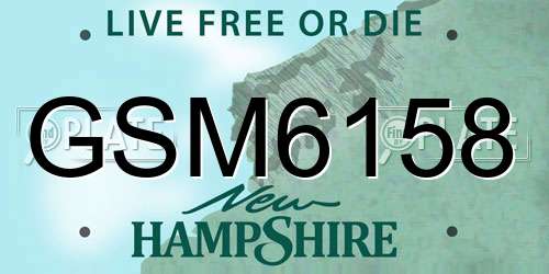 GSM6158 New Hampshire License Plate