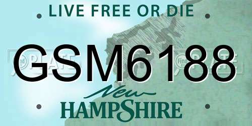 GSM6188 New Hampshire License Plate
