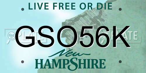GSO56K New Hampshire License Plate