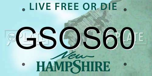 GSOS60 New Hampshire License Plate