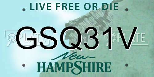 GSQ31V New Hampshire License Plate