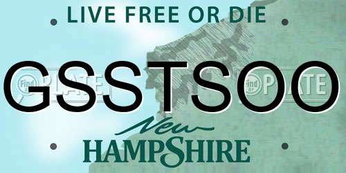 GSSTSOO New Hampshire License Plate