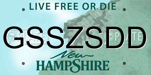 GSSZSDD New Hampshire License Plate